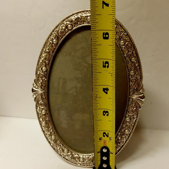 ❤SilverTone Oval Frame Pearls & Crystal or Rhinestones Metal Decorative Jewels - Picture 3 of 5